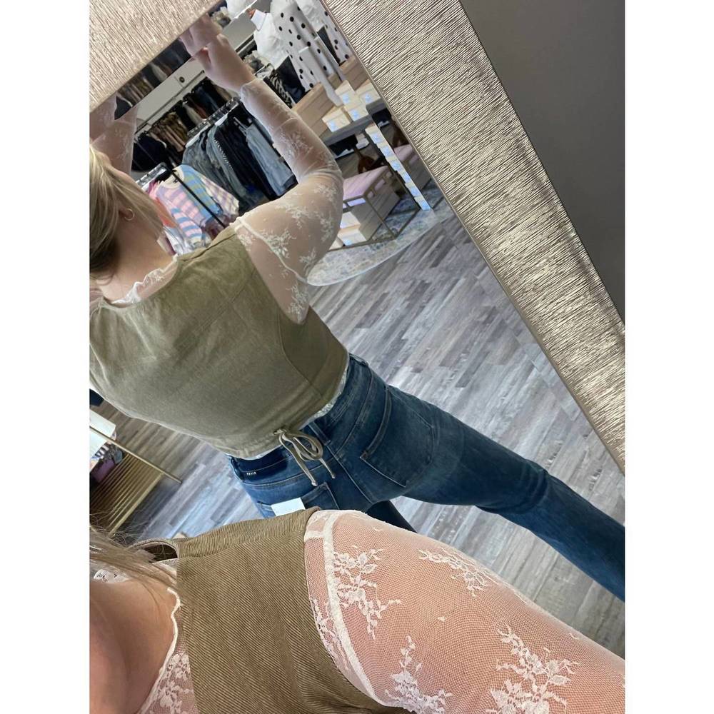 NEW STORIA denim vest top in tan - Picture 2 of 4